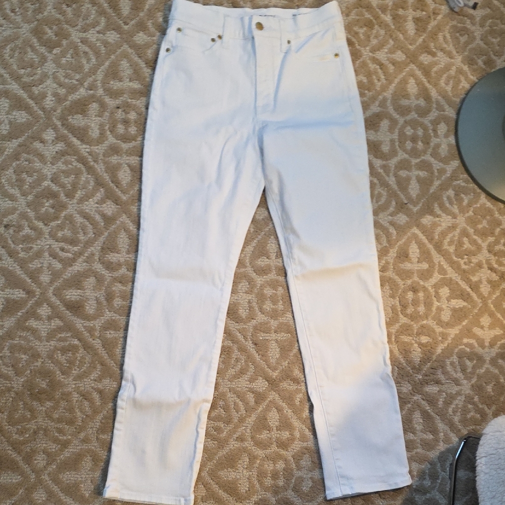 New, 25 J. Crew Women's High Rise Straight Stretchy White Jeans